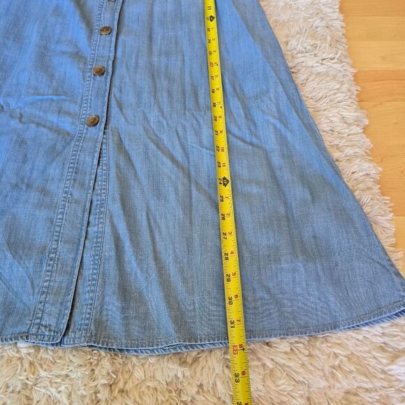 GAP Womens Light Blue Maxi Skirt Size 8 Button Down Bohemian - Picture 8 of 10